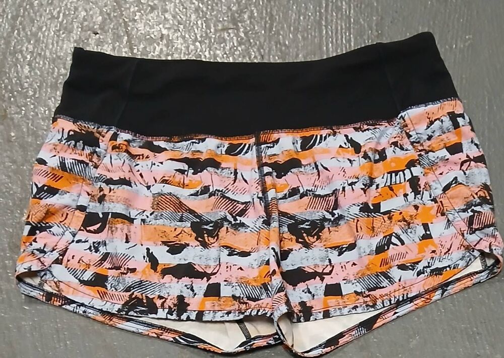 Lululemon women size 4 run times running shorts pink black multi color